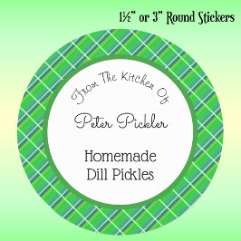 Pegatina Redonda Personalizado retro preppy verde en lata