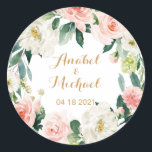 Pegatina Redonda Personalizado Romántico Floral Desvanecido<br><div class="desc">Pegatina Floral</div>