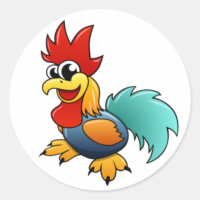 Pegatina Redonda Personalizado Rooster (Anverso)
