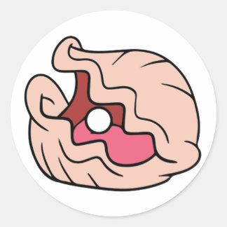 Pegatina Redonda Personalizado rosa clam con perla en ella