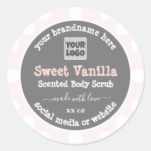 Pegatina Redonda Personalizado rosa y gris Etiquetas de embalaje de
