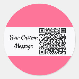 Pegatina Redonda Personalizado rosado QR Code trendy