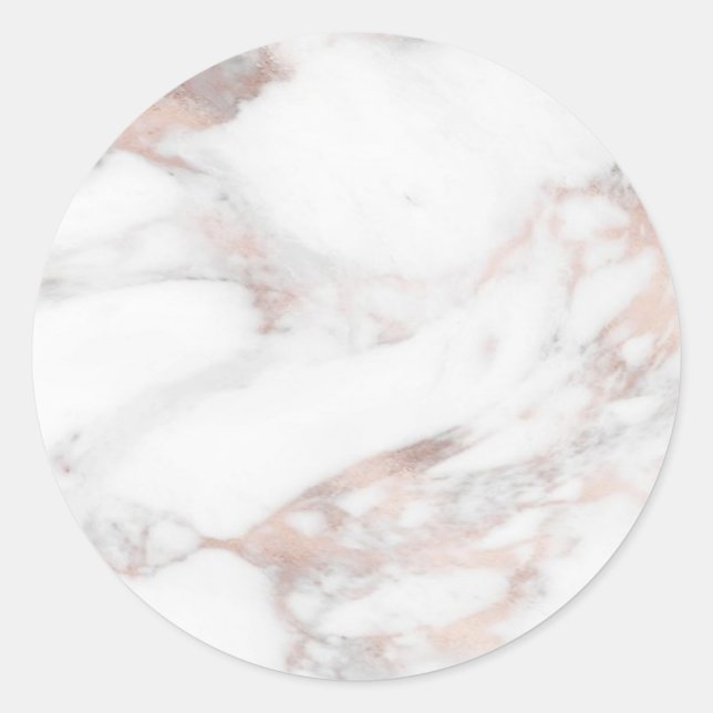 Pegatina Redonda Personalizado Rosegold Marble Modern Elegant Blank (Anverso)