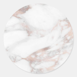 Pegatina Redonda Personalizado Rosegold Marble Modern Elegant Blank