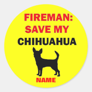 Pegatina Redonda Personalizado salva mi Chihuahua