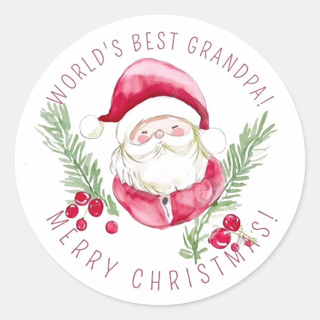Pegatina Redonda Personalizado Santa Claus DIY Navidades de feriado (Anverso)