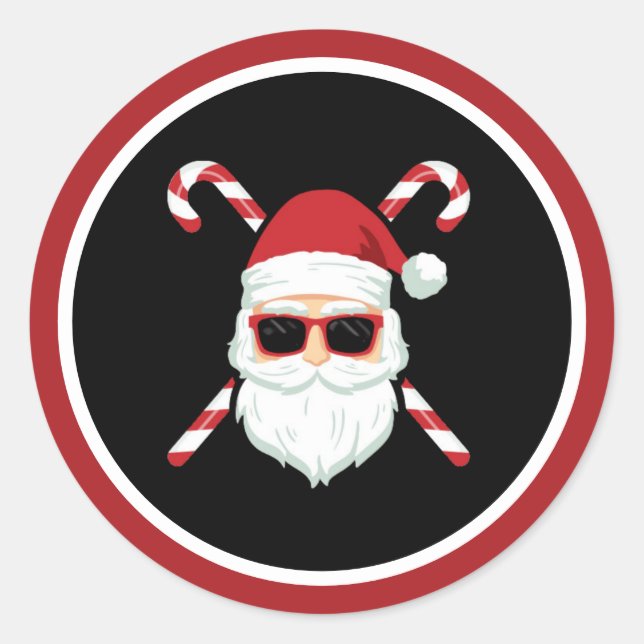 Pegatina Redonda Personalizado Santa con travesuras Navidades (Anverso)