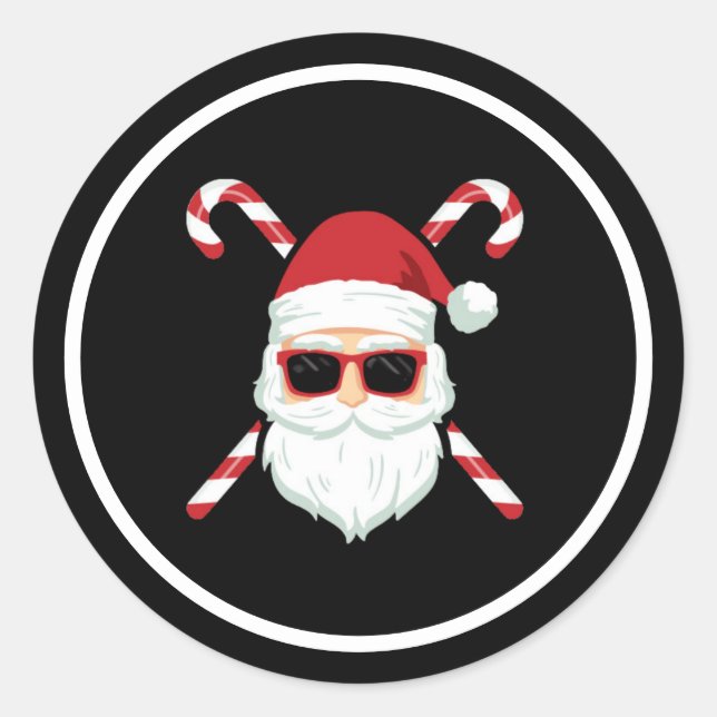 Pegatina Redonda Personalizado Santa con travesuras Navidades (Anverso)