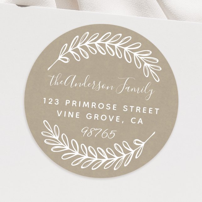 Pegatina Redonda Personalizado Script Foliage deja la dirección Wre (Subido por el creador)