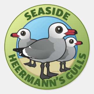 Pegatina Redonda PERSONALIZADO Seaside Heermanns Gulls