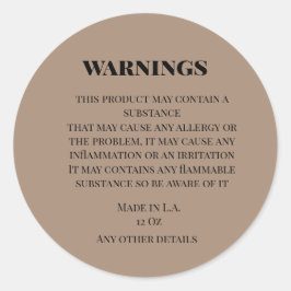 Pegatina Redonda personalizado simple advertencias para pequeñas em