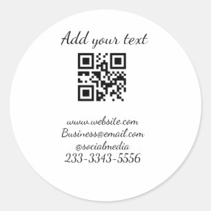 Pegatina Redonda personalizado simple código QR agregar su nombre t