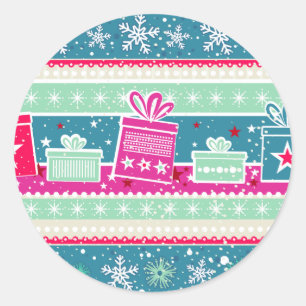 Pegatina Redonda Personalizado Snowflakes and Presakes