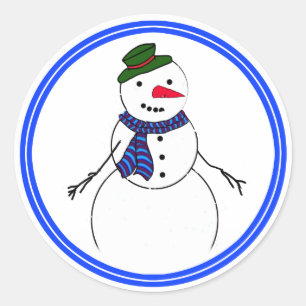 Pegatina Redonda Personalizado Snowman Pequeño Flirty Boy