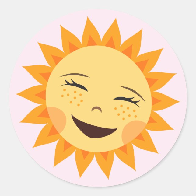 Pegatina Redonda Personalizado sol adorables pegatinas rosados para (Anverso)