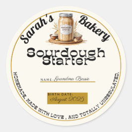 Pegatina Redonda Personalizado Sourdough Start Small Business Label