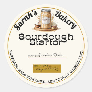 Pegatina Redonda Personalizado Sourdough Start Small Business Label