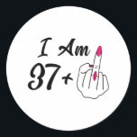 Pegatina Redonda Personalizado Soy 37 Más 1 Humor De Dedo Medio 38<br><div class="desc">Personalizado Soy 37 Más 1 Humor De Dedo Medio 38ª Mujeres _1</div>