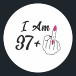 Pegatina Redonda Personalizado Soy 37 Más 1 Humor De Dedo Medio 38<br><div class="desc">Personalizado Soy 37 Más 1 Humor De Dedo Medio 38ª Mujeres _1</div>