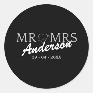Pegatina Redonda Personalizado Sr. y Sra. Boda Regalo familiar