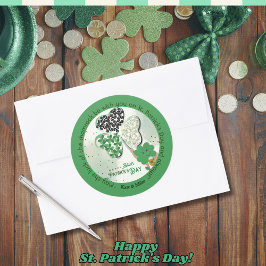 Pegatina Redonda Personalizado ST Patrick's Day Shamrock Beer