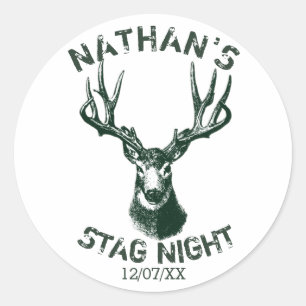 Pegatina Redonda Personalizado Stag Antlers Nocturnos