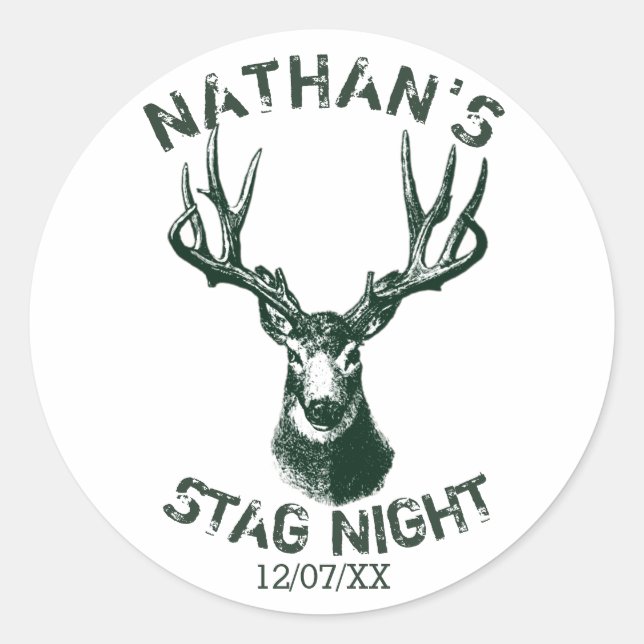 Pegatina Redonda Personalizado Stag Antlers Nocturnos (Anverso)