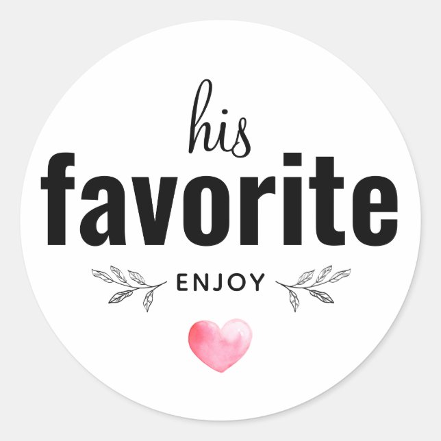 Pegatina Redonda Personalizado Su Favor De Boda Favorita (Anverso)