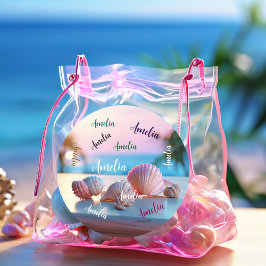 Pegatina Redonda Personalizado Summer Beach Elegant