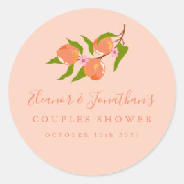 Pegatina Redonda Personalizado Summer Peach Fruit Boho Couho Ducha