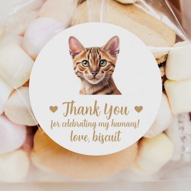 Pegatina Redonda Personalizado Tabby Cat Wedding Favor de los Pegat (Subido por el creador)