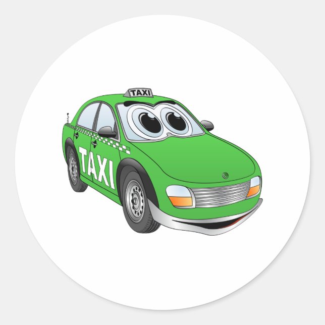 Pegatina Redonda Personalizado Taxi Verde (Anverso)