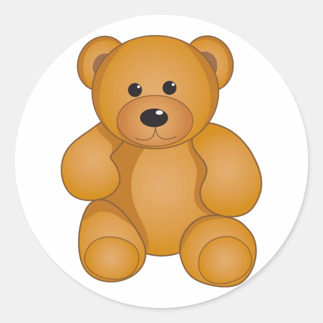 Pegatina Redonda Personalizado Teddy Design (Anverso)