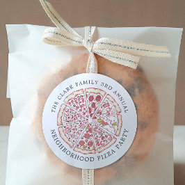 Pegatina Redonda Personalizado temática de evento de pizza Textos