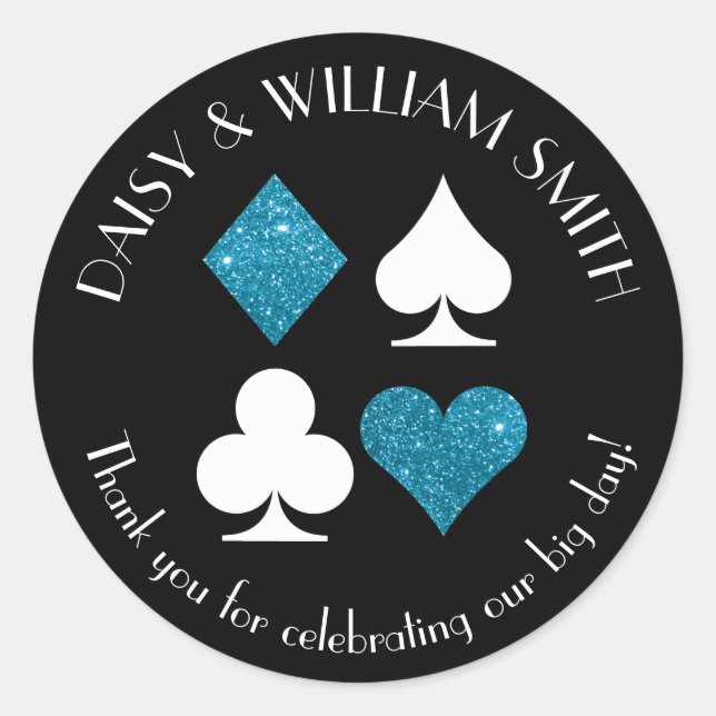 Pegatina Redonda Personalizado temática de Las Vegas Mensajes de te (Anverso)