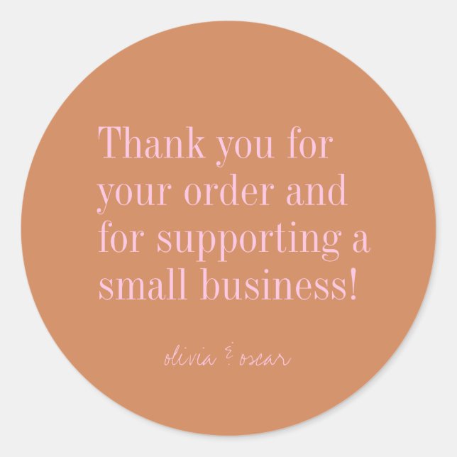 Pegatina Redonda Personalizado Terracota Pequeña Empresa Gracias Pe (Anverso)