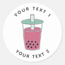 Personalizado Texto Boba Tea Line Ilustracion de a