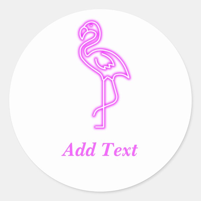Pegatina Redonda Personalizado texto neón color rosa flamingo logot (Anverso)