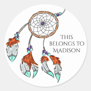Pegatina Redonda Personalizado texto pegatinas de Dreamcatcher