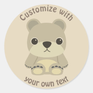 Pegatina Redonda Personalizado Texto Personalizado lindo Teddy Bear