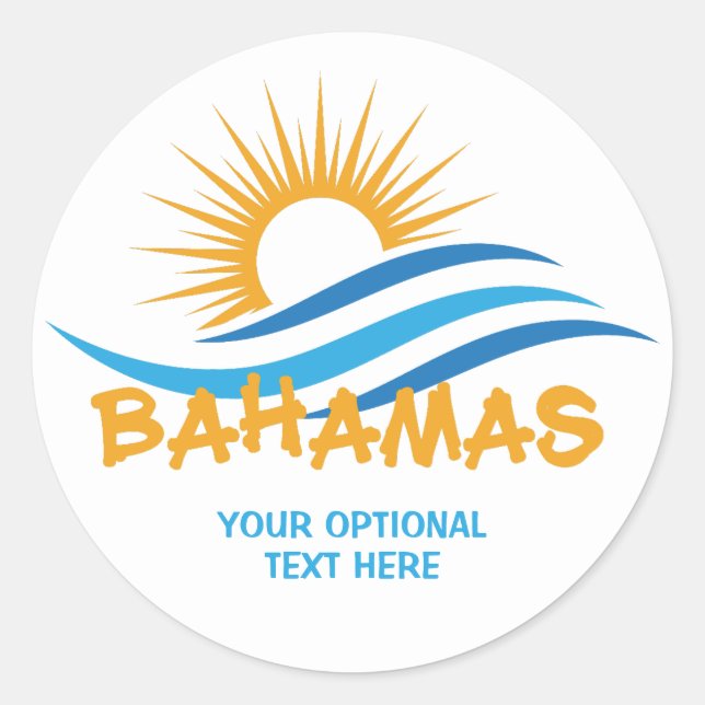 Pegatina Redonda Personalizado Textos Bahamas (Anverso)