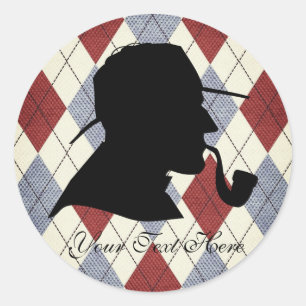 Pegatina Redonda Personalizado Textos Detective Inglés Silhouette A