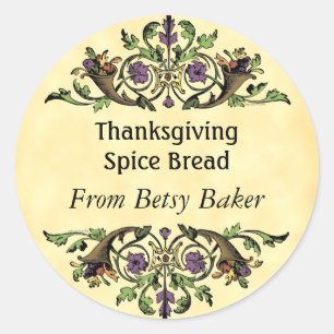 Pegatina Redonda Personalizado Thanksgiving Cornucopia Baking Pegat