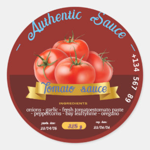 PEGATINA REDONDA PERSONALIZADO TOMATO KETCH UP SAUCE MEJOR ATRACTIV