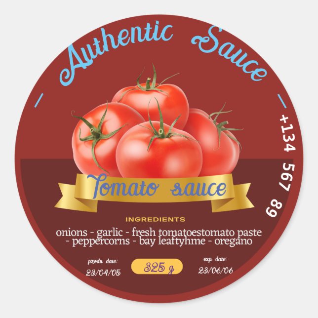 PEGATINA REDONDA PERSONALIZADO TOMATO KETCH UP SAUCE MEJOR ATRACTIV (Anverso)