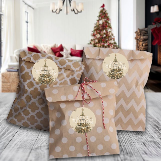 Pegatina Redonda Personalizado tradicional de oro de la época navid (Subido por el creador)