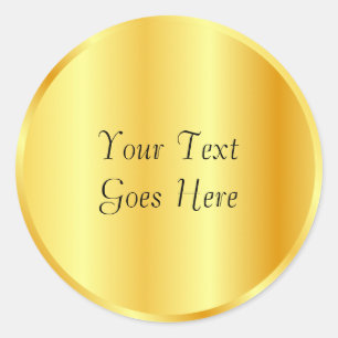 Pegatina Redonda Personalizado Trendy Template Faux Gold Metallic L