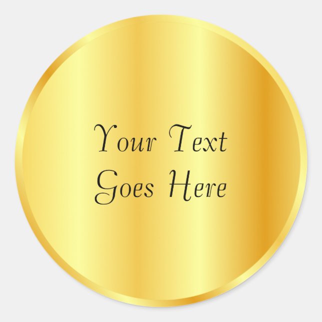 Pegatina Redonda Personalizado Trendy Template Faux Gold Metallic L (Anverso)
