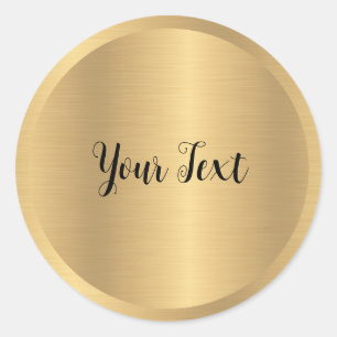 Pegatina Redonda Personalizado Tu Texto Elegante Metálico Aspecto F