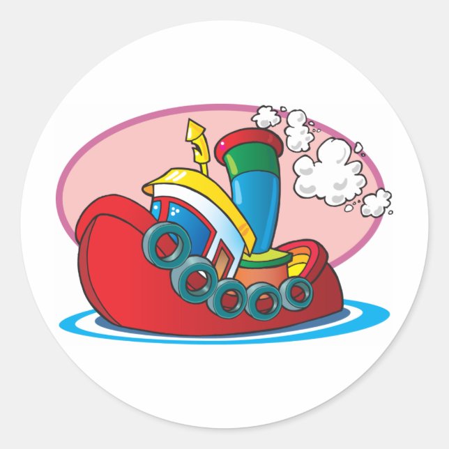 Pegatina Redonda Personalizado Tugboat (Anverso)